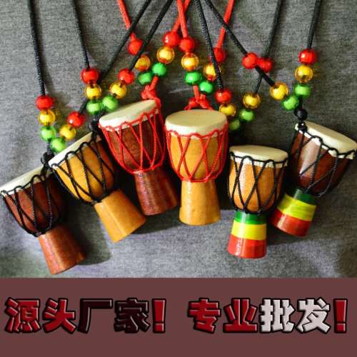 African Drum Pendant Ornaments Model Necklace African Tambourine Ornament Pendant Small African Drum Toy Necklace 