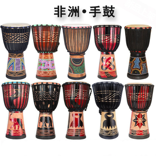 Indonesia Imported African Drum Musical Instrument Standard 8-Inch 10-Inch 11-Inch 12-Inch African Drum Hand Drum Mahogany Sheepskin 