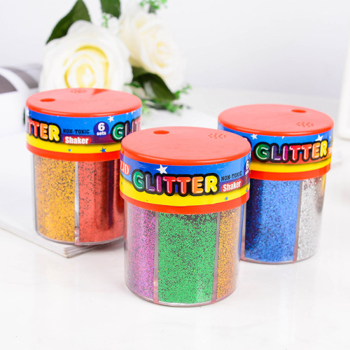Zjd6 Grid Gold Powder 6 Colors Mixed Bottle of Glitter Glue Children‘s Educational Painting Toys Golden Powder Gum Can Be Customized