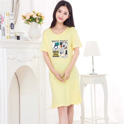 nightdress female summer short sleeve korean style loose fresh student midi dress sweet cute maternity pajamas female summer