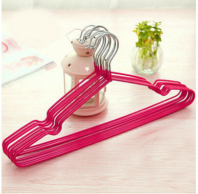 PVC Coated Hanger with Groove Non-Slip Clothes Rack Hook-Type Hanger Wet and Dry Drying Rack Iron Hanger