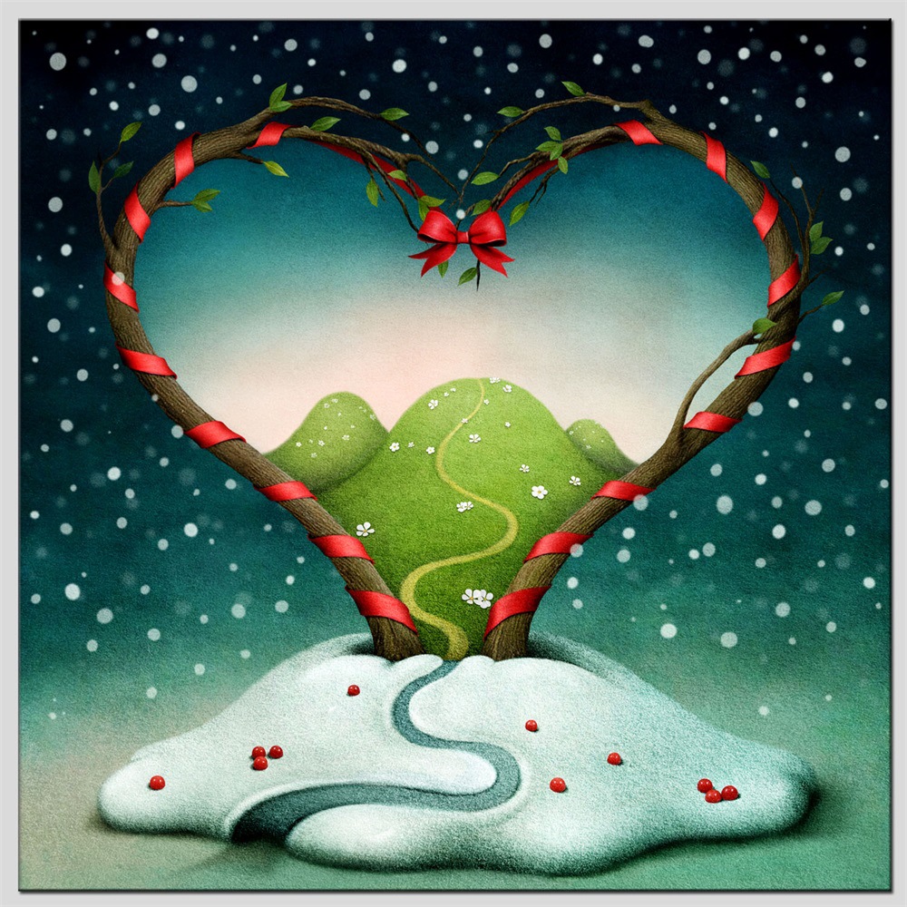 WISH亚马逊速卖通爆款 清新爱心家居装饰画支持定制尺寸厂家直销