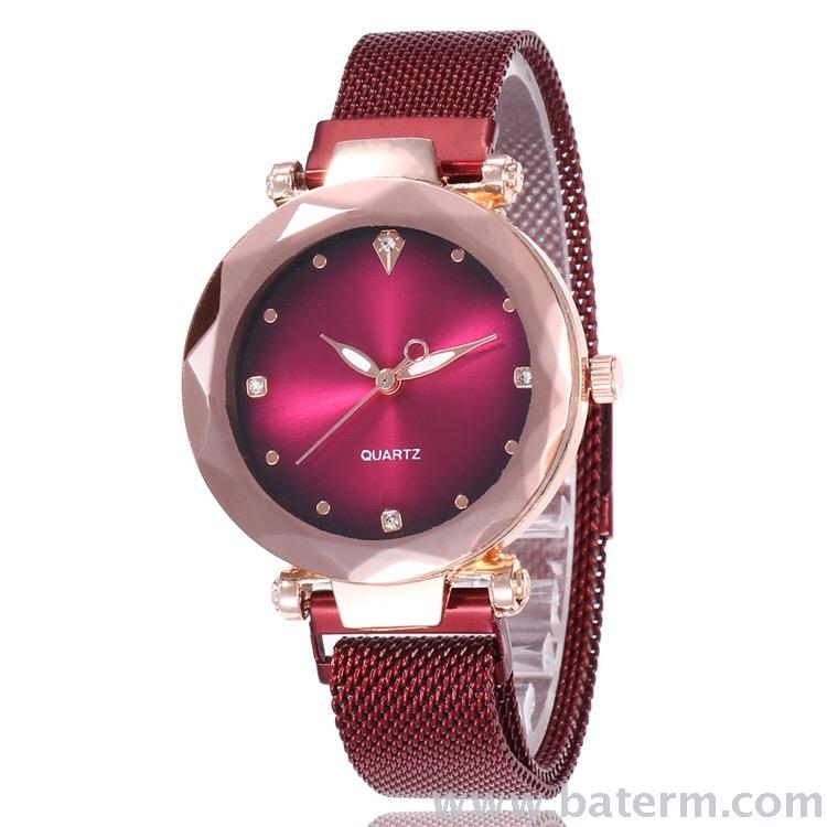 Tik tok hot style fashion hot selling gradient crystal face magnet buckle ladies watch milan strap watch