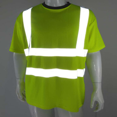 Bright and reflective T shirt round collar 4 reflective strip construction workers work clothes factory direct sale a generation