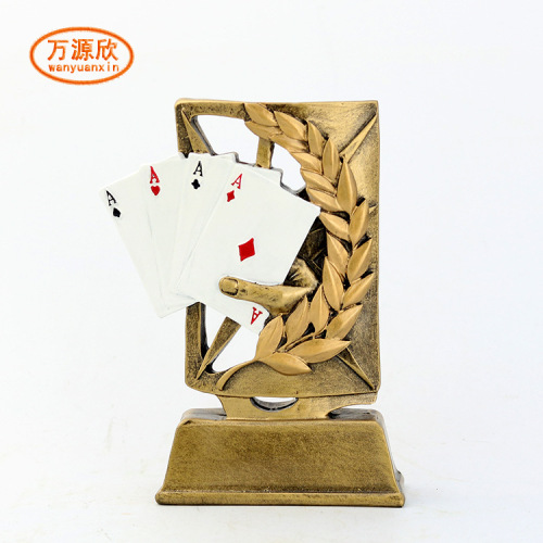 poker trophy texas poker trophy resin crafts golden flower niuniu memorial ornaments hx3156