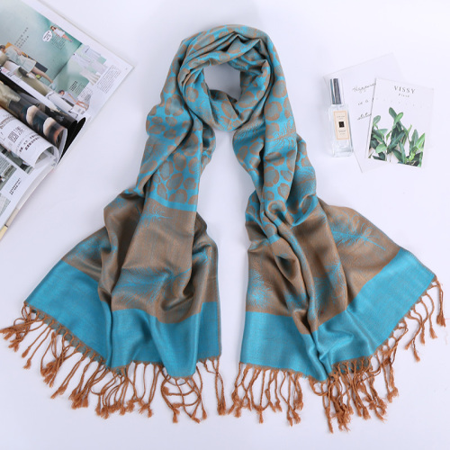 Korean Style Scarf Women‘s Spring and Summer Cotton and Linen Scarf Green Leaf Scarf Seaside Decorative Beach Towel Sunscreen Shawl