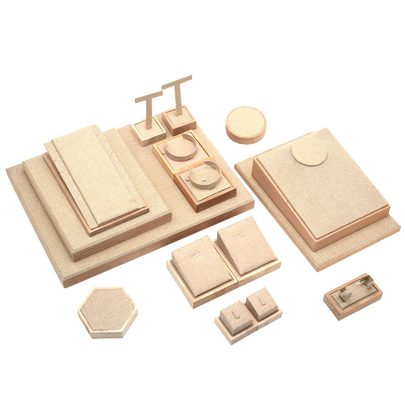 实木首饰盘展示盘 戒指 手镯梯形展示架金银珠宝展示道具陈列道具