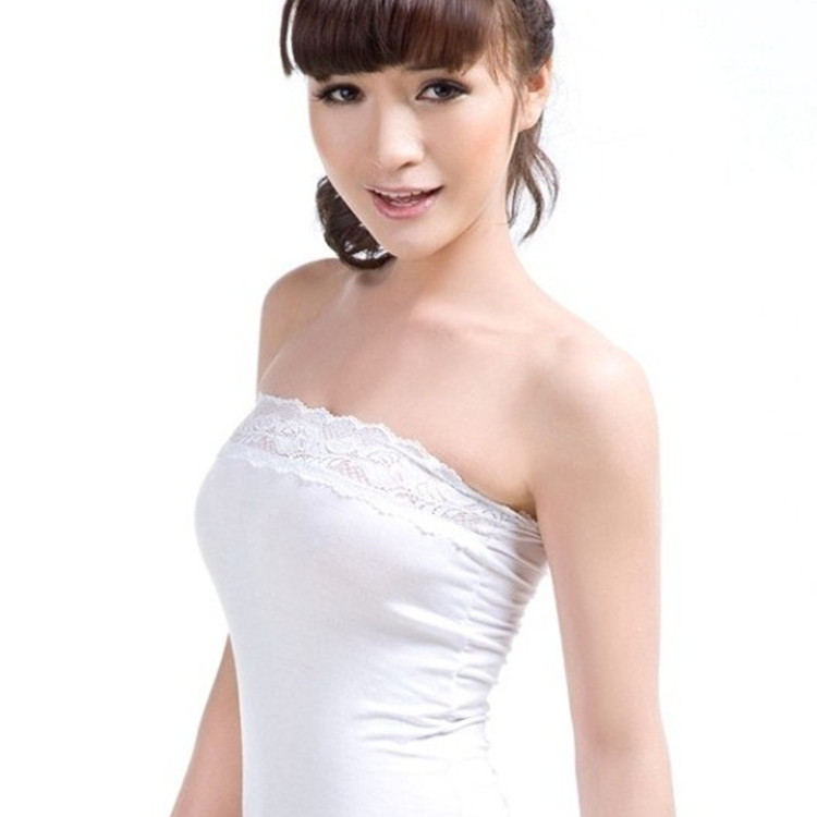 长款蕾丝花边百搭打底加长裹胸 单层光面女士抹胸 希雅妮3703