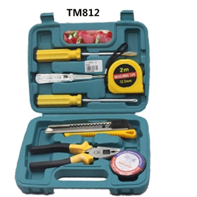 多元TM812工具箱平口鉗螺絲刀電筆卷尺7件套車載家用工具現貨批發