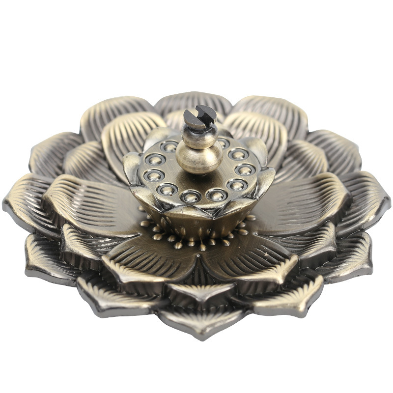 仿古多功能三宝莲花香插合金铜香炉线香盘线塔香倒流香炉