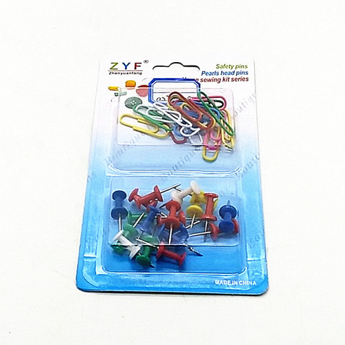Sunshine Department Store Card 2 Grid Paper Clip I-Shaped Nail Combination Colorful Clip I-Shaped Nail for Student Office