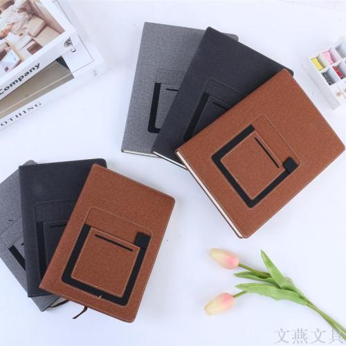 Xinmiao Spot A5 Notebook Office Learning Notepad PU Leather Surface Notebook with Mobile Phone Pocket Customizable Logo