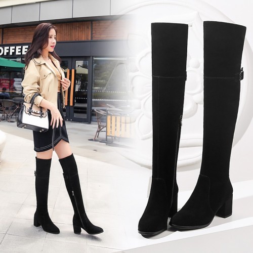 All-Leather over-the-Knee Boots Women‘s High Heel Boots High Boots High Boots Slimming fashionable All-Match Thin Leg Women‘s Boots 34-40