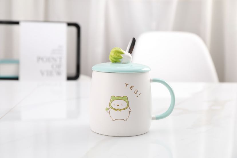 创意手绘立体白菜马克杯 可爱大容量陶瓷水杯