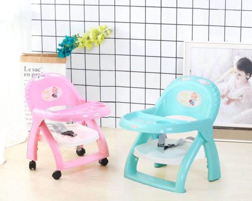 wheeled movable baby dining chair portable children‘s table and chair foldable adjustable baby table baby stool meal