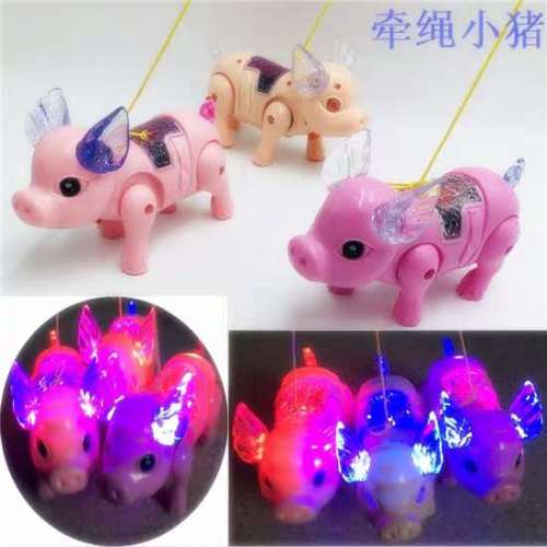 Electric Rope Pig Electric Pig Eight Ring Electric Luminous Music Rope Pig Toy Wholesale