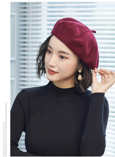 Cashmere Double-Layer Knitted Beret Double-Sided Can Be Worn