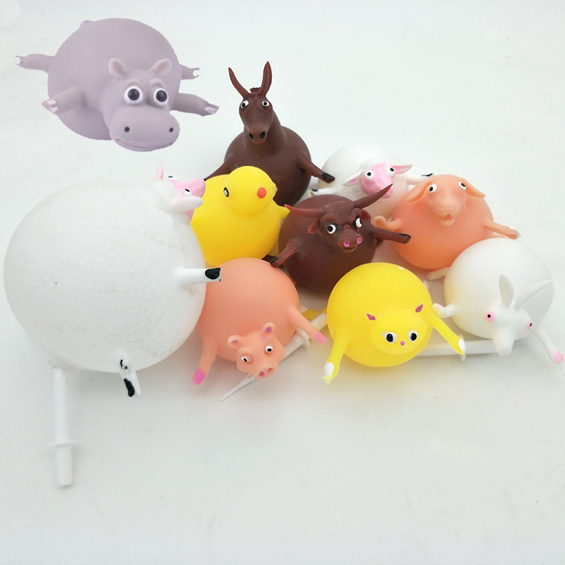 现货地推夜市爆款吹气动物波波球发泄拍拍球TPR充气球玩具外贸