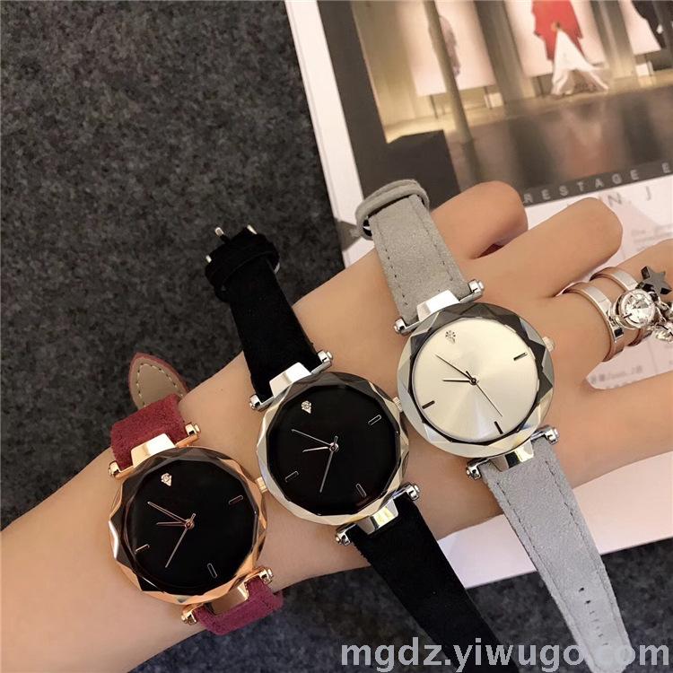 Wechat business hot style D watch the cut glass mirror lady belt quartz wrist watch fashion trend \"women 's watch
