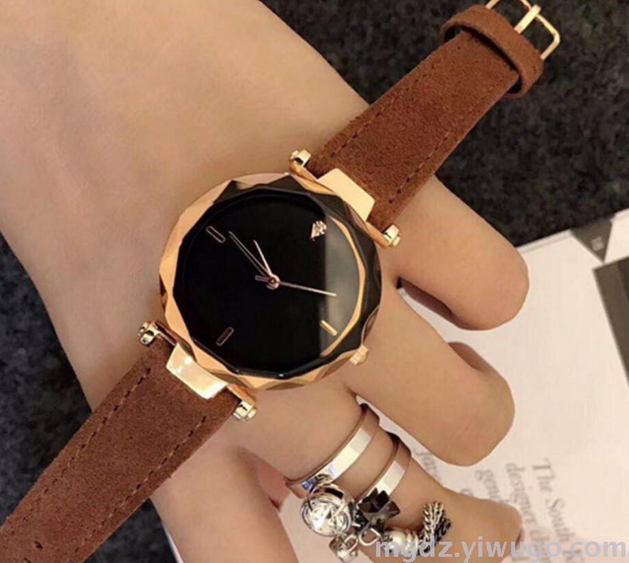 Wechat business hot style D watch the cut glass mirror lady belt quartz wrist watch fashion trend \"women 's watch