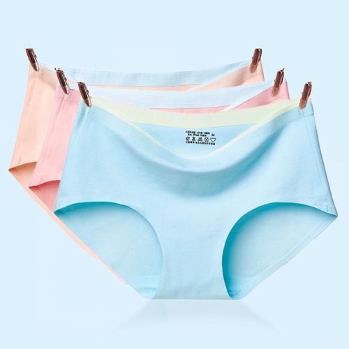 Seamless Cute Girl Underwear Japanese Style Hip Lifting Comfortable Breathable Mid-Waist Large Size Cotton Women‘s Briefs