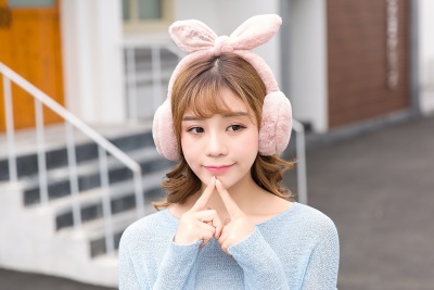 Earmuffs to keep you warm winter cute rabbit ears bow hair fuzzy small ears to keep you warm