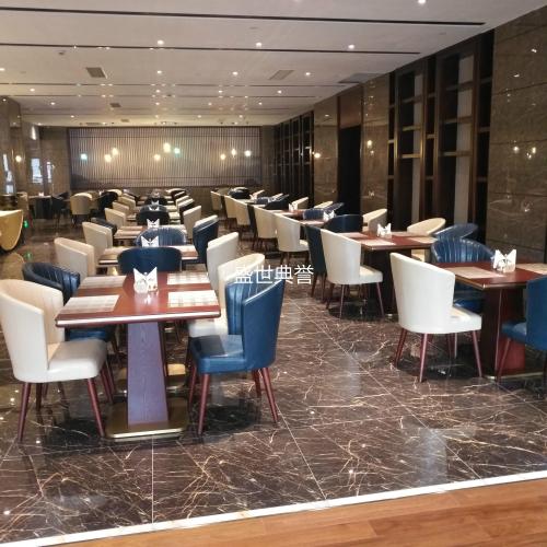 Jinan International Hotel Western Restaurant Dining Tables and Chairs star Hotel Breakfast Table Resort Hotel Buffet Restaurant Solid Wood Table 