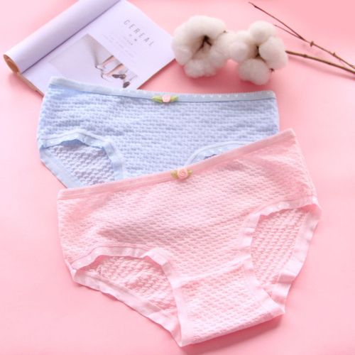 fresh soft bubble breathable cotton women‘s underwear bow small flower candy color girl‘s underwear 90