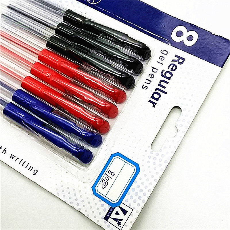 阳光百货 卡8支笔红色黑色蓝色中性笔学生专用笔办公笔套装详情4