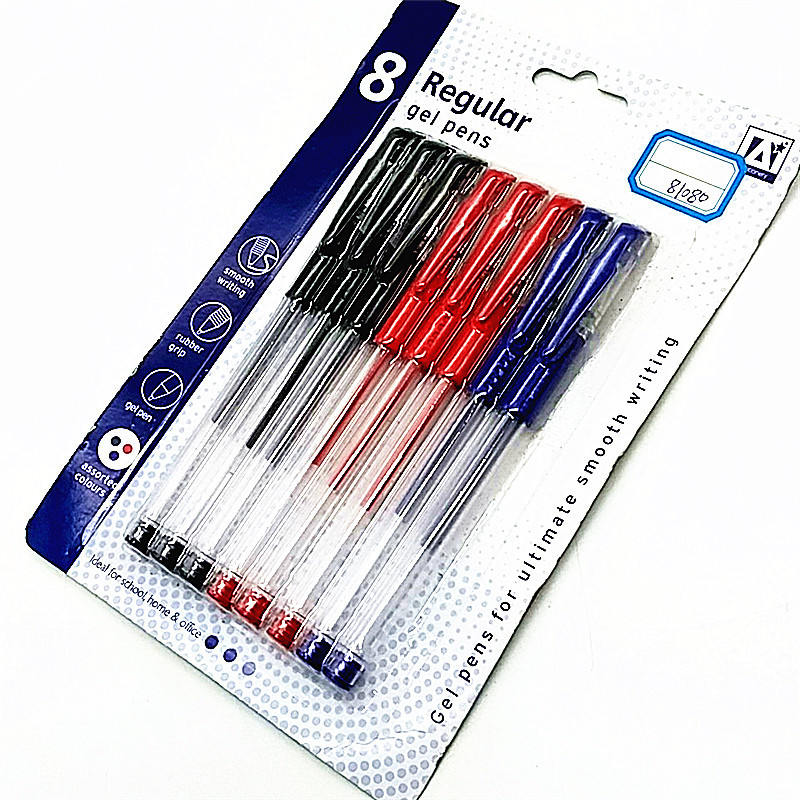 阳光百货 卡8支笔红色黑色蓝色中性笔学生专用笔办公笔套装详情5