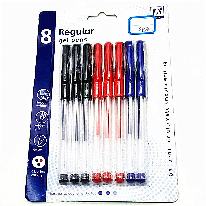 阳光百货 卡8支笔红色黑色蓝色中性笔学生专用笔办公笔套装详情1