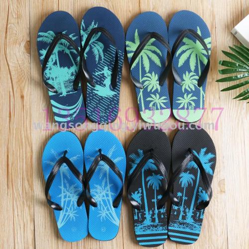 foreign trade pe sole printing beach flip-flops stock in stock processing low price whole transaction men‘s shoes factory wholesale