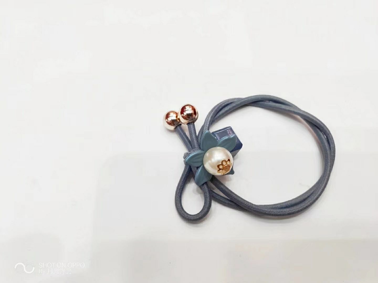 韩版二合一打结蝴蝶结发圈 扎头发皮筋发绳珍珠花金珠皮套头绳