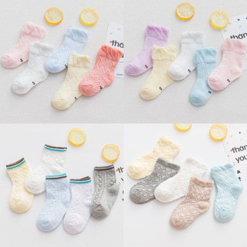 Spring and Summer New Children‘s Socks Hollow Cotton Mesh Socks Baby Thin Cotton Ultra-Thin Breathable Baby Socks