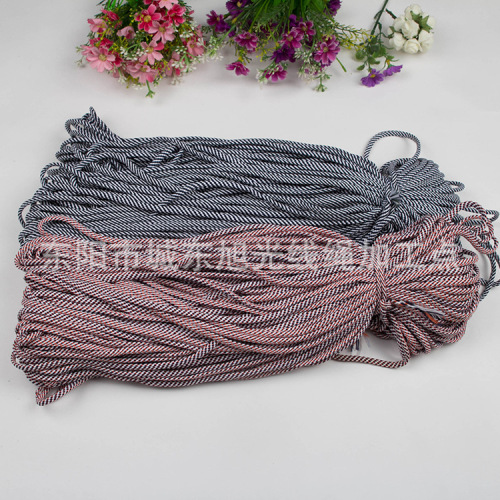 Factory in Stock Wholesale Polyester Low Elastic Rope Two-Color Hand-Knitted Cotton String 3 to 6mm Environmental Protection Customizable Twisted String