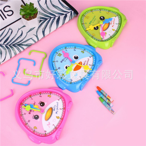 haocai factory direct plastic 4039 big clock point learning device 1-4 grade awareness time learning tools clock