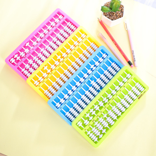 haocai factory direct sales 13 rows 7 beads student abacus with chassis nail board 2-in-1 abacus mental arithmetic plastic teaching aids