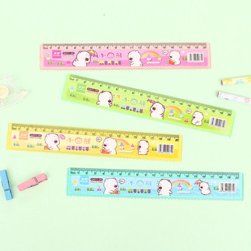 Good Color Factory Direct Plastic Ruler 20cm Sticker with Wave HD Scale Student Prize learning Cartoon Ruler