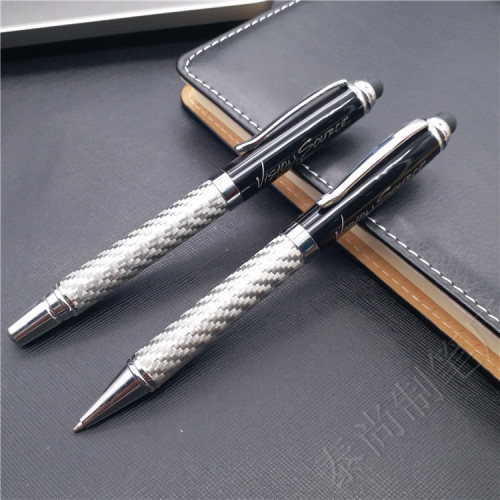 Silver Carbon Fiber Ballpoint Pen High Quality Metal Pen Exquisite Gift Pen Fashion Office Business Advertising Marker