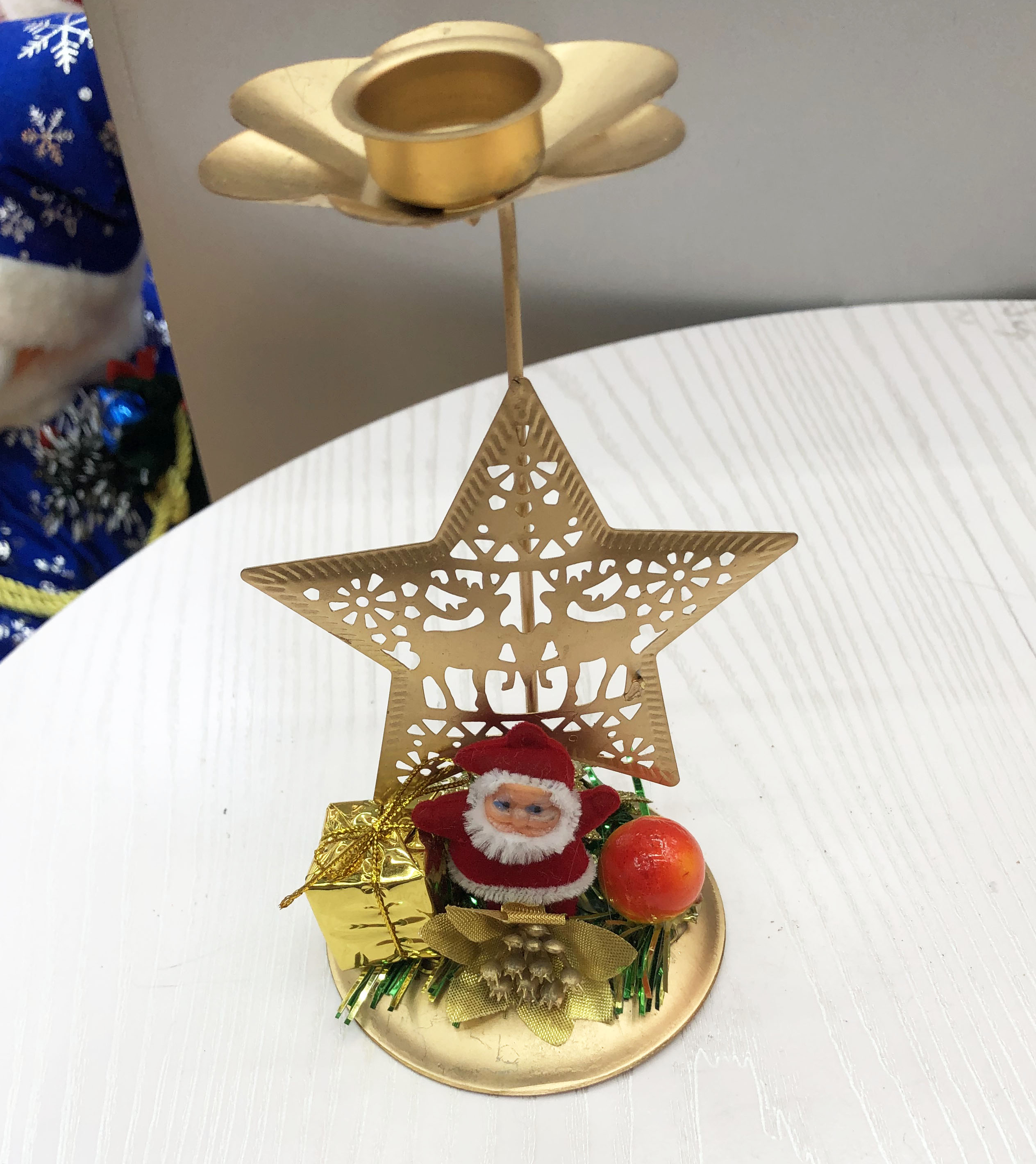 圣诞烛台双鹿五星图案圣诞装饰品节日派对饰品