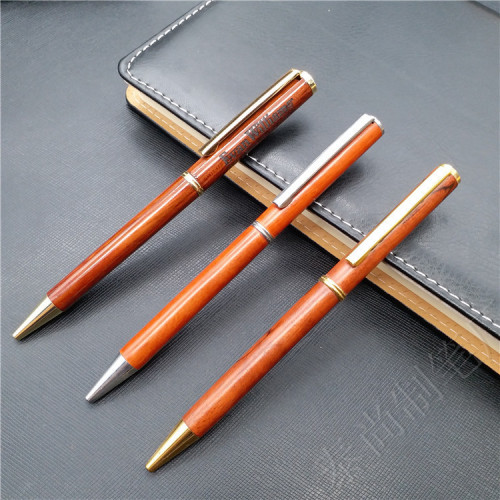 Rosewood Ballpoint Pen Exquisite Gift Box Set Wooden Pen Customizable Logo Business Gift Red Wood Pen 