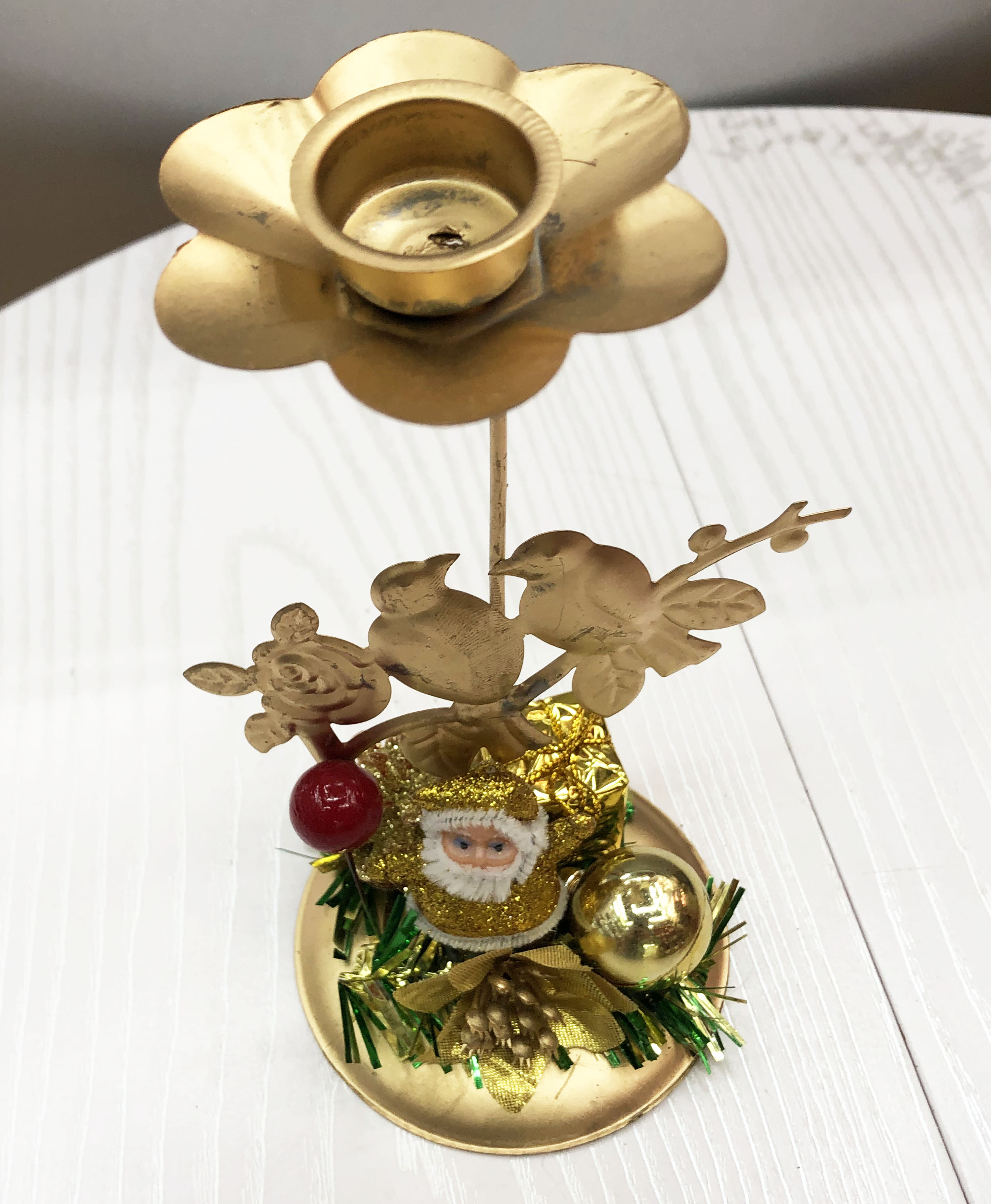 圣诞烛台双鸟图形单个烛台派对节日装饰品