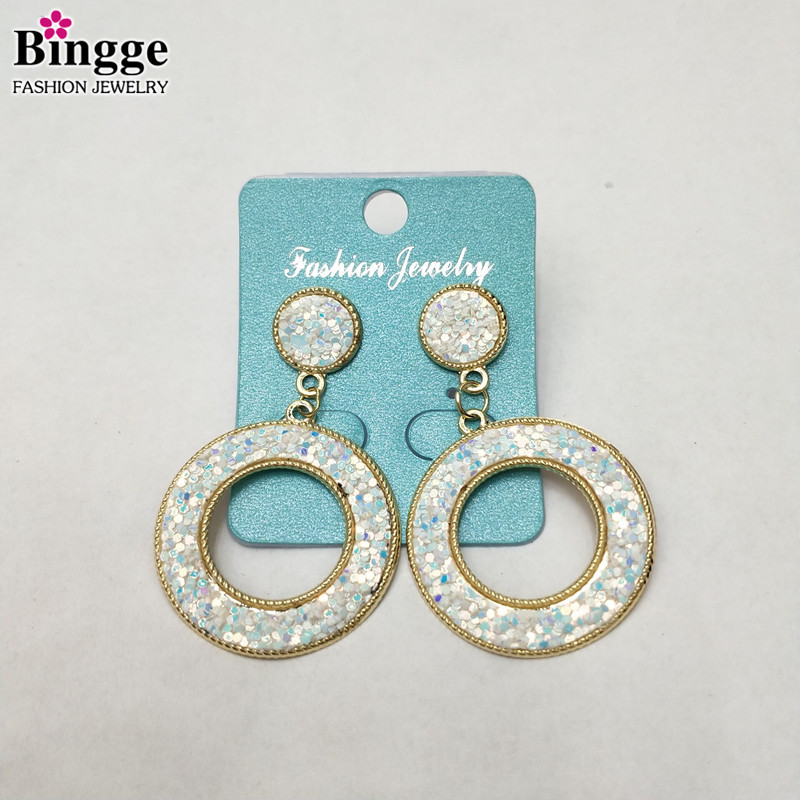 2019年新款时尚气质圆环闪亮磨砂耳环网红甜美可爱小清新百搭女款