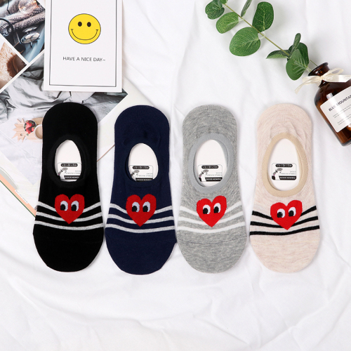 Rei Kawakubo Love Heart Low Top Invisible Socks Women‘s Boat Socks Cotton Socks Korean Style Socks Wholesale