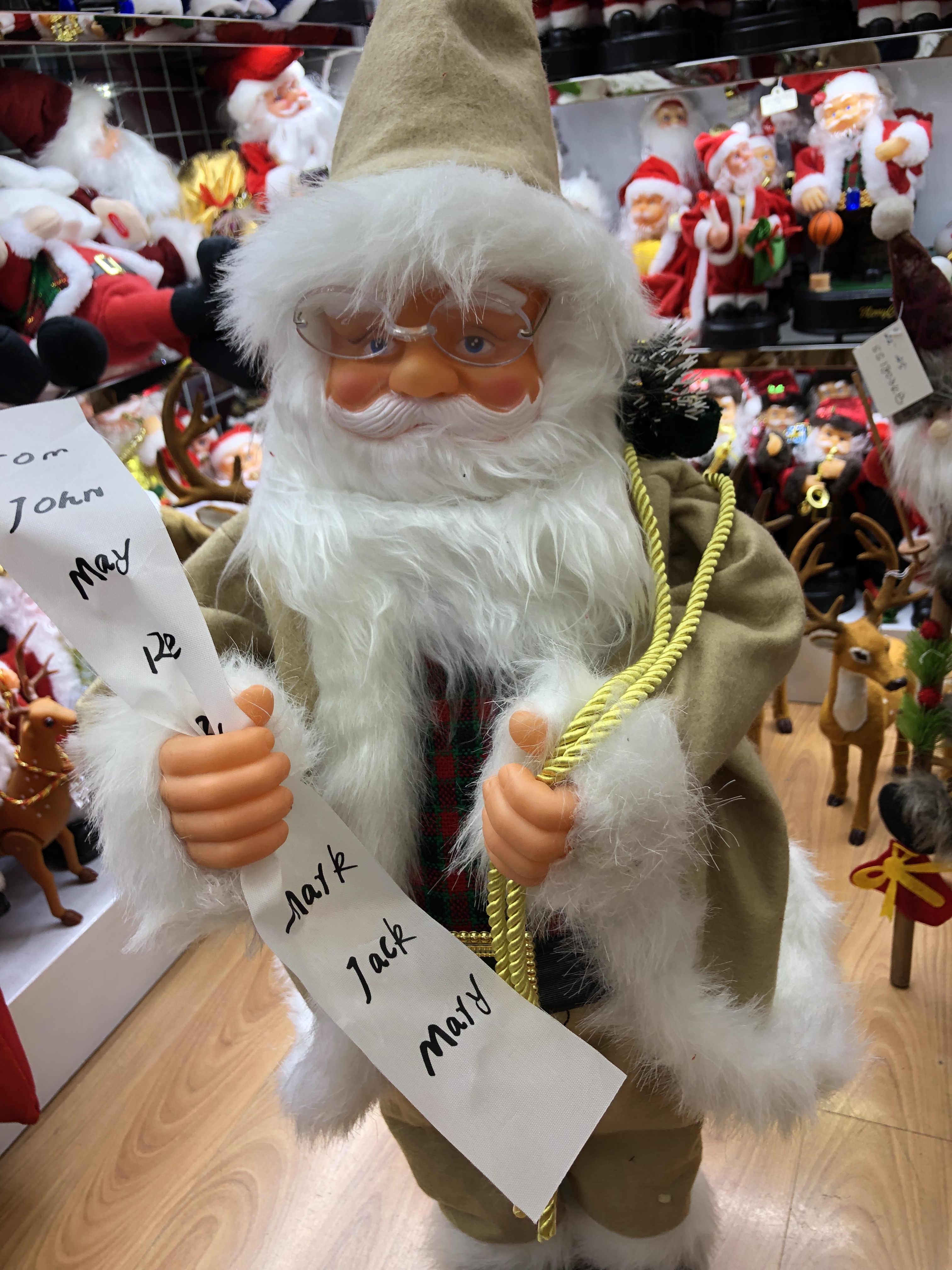 圣诞电动音乐老人眼镜背包音乐老人圣诞室内装饰