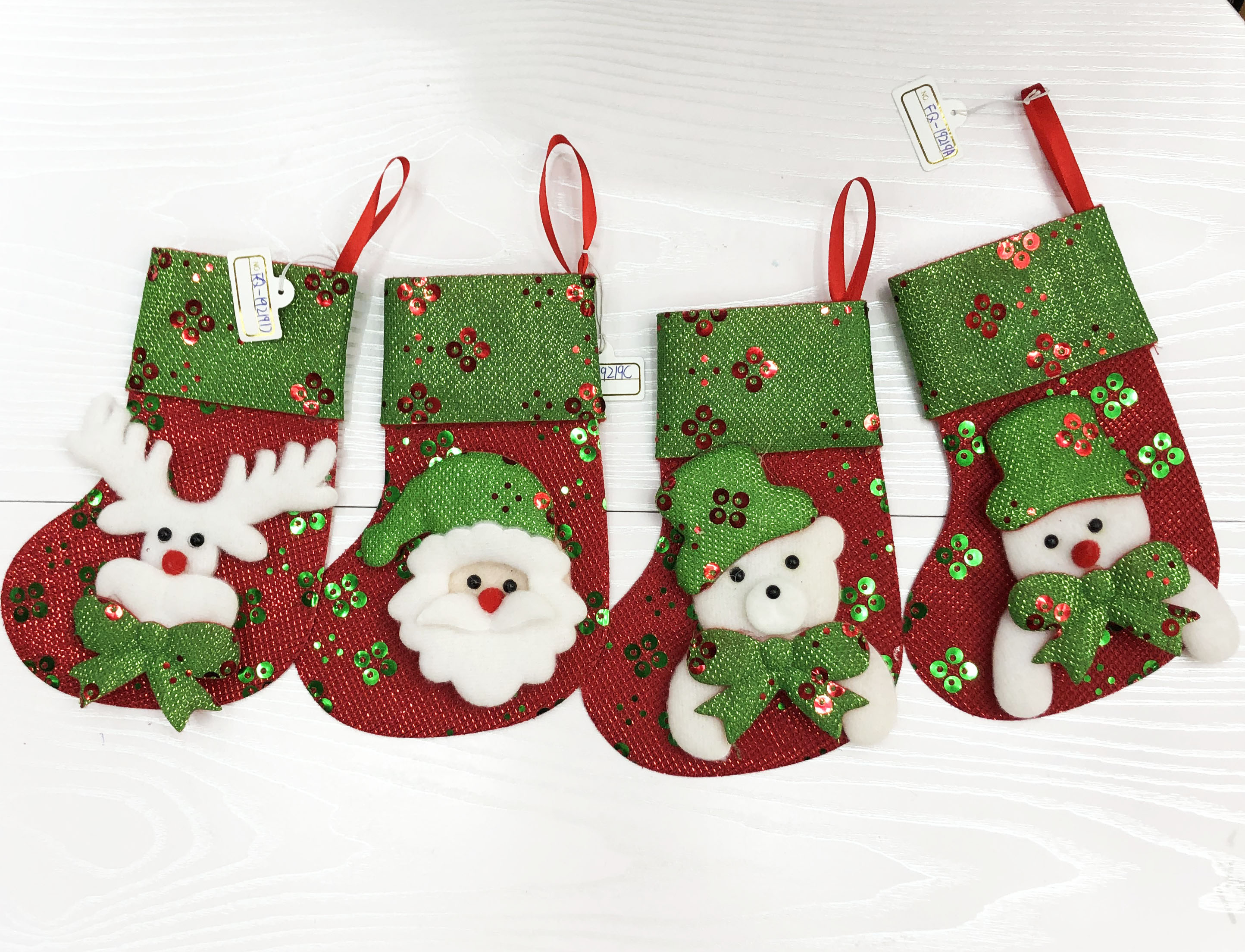 圣诞袜子圣诞树挂件室内装饰亮片红色圣诞袜子