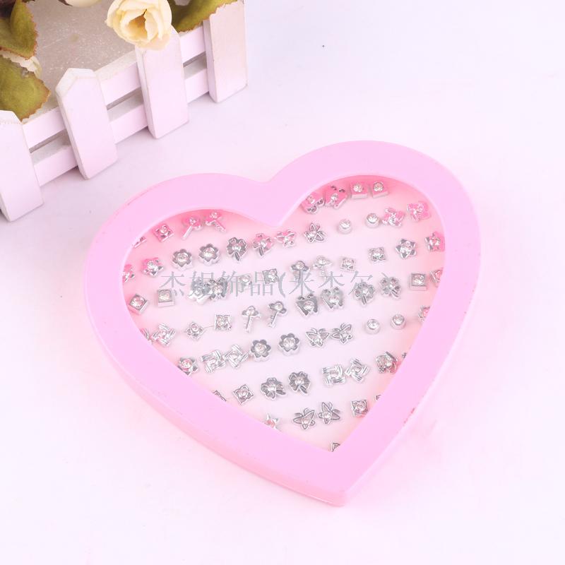 塑料爱心套装耳钉批发韩国个性地摊货源耳饰女水钻耳环饰品