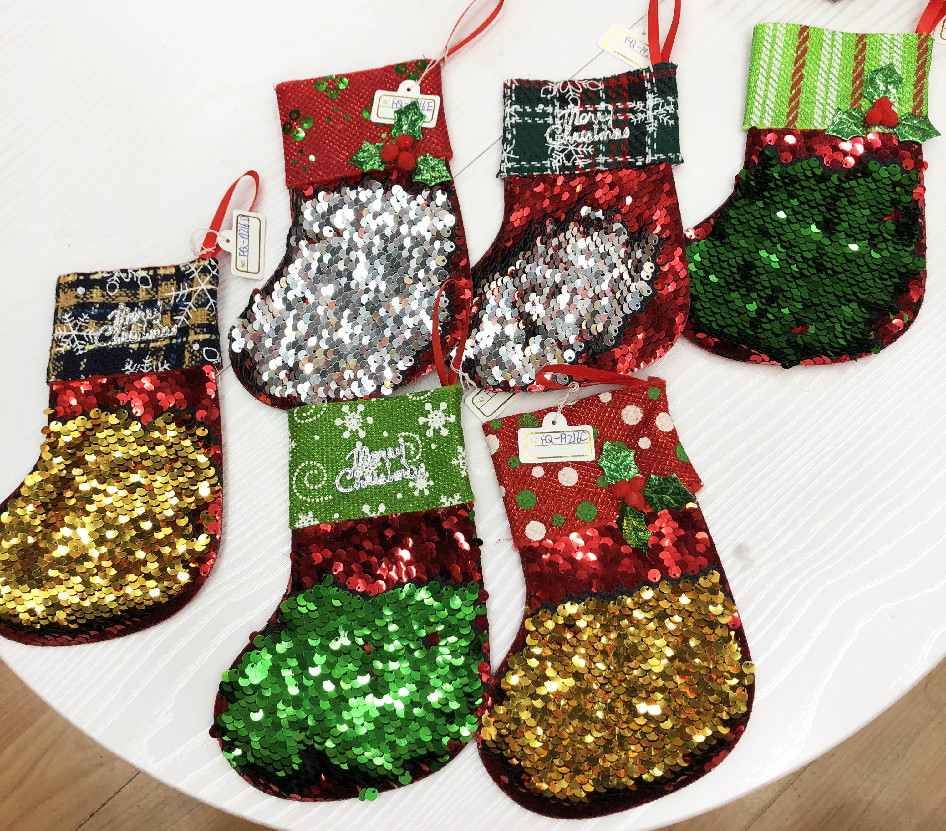 圣诞袜子亮片翻布圣诞袜圣诞树挂件圣诞饰品