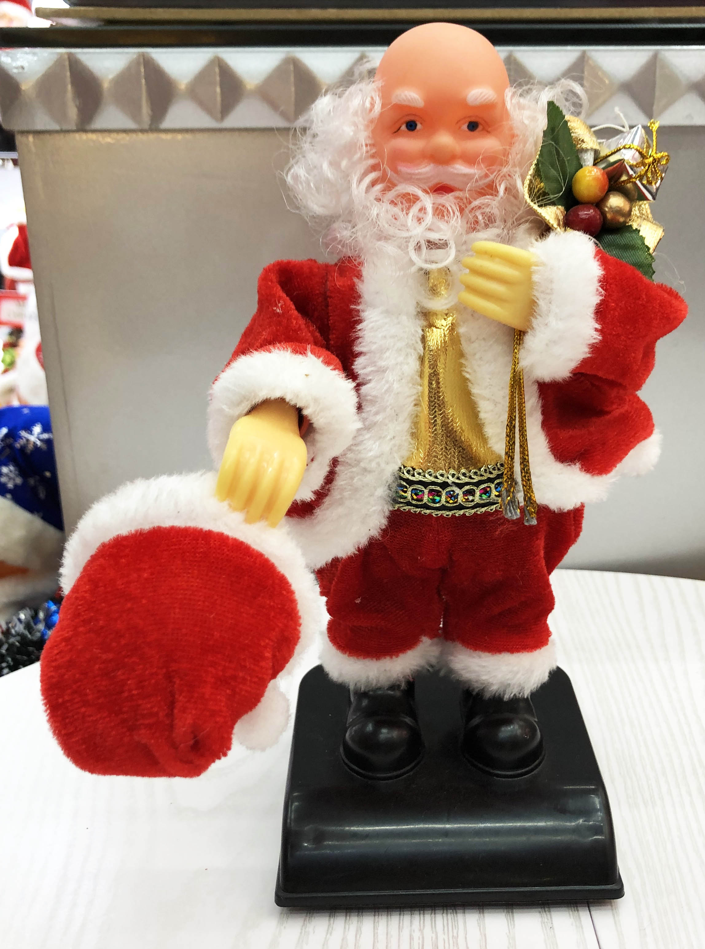 圣诞音乐老人玩帽子圣诞跳舞老人24cm高圣诞老人底盘音乐老人