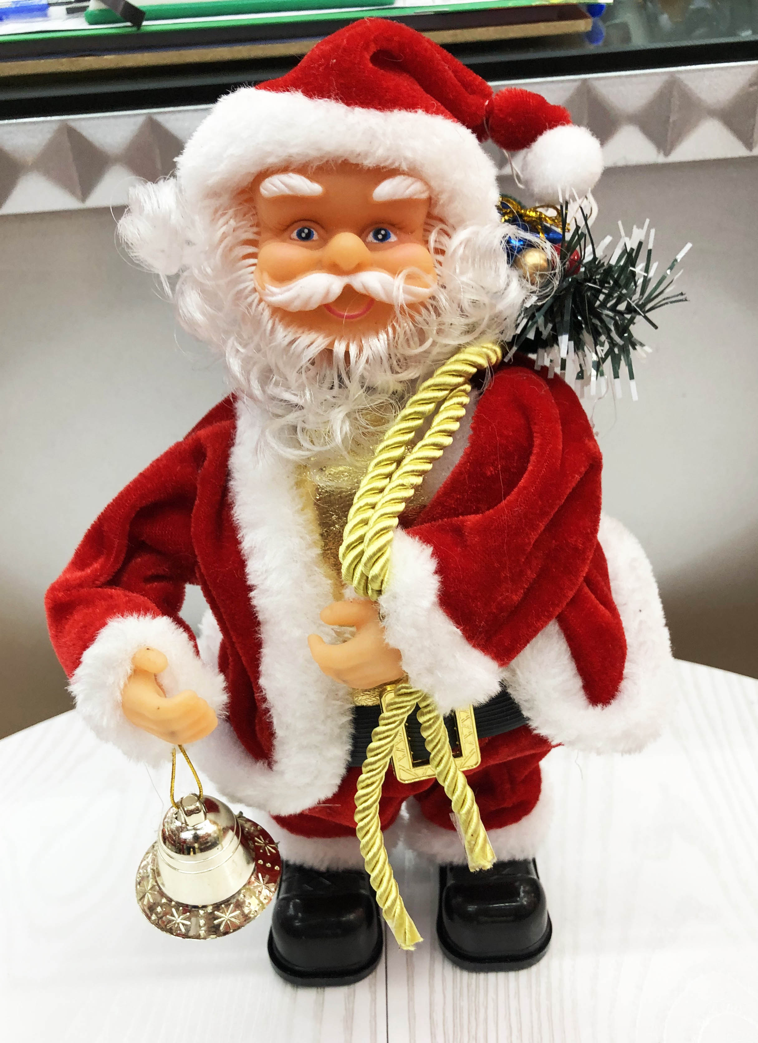 圣诞电动音乐老人12寸铃铛背包老人跳舞音乐圣诞老人圣诞饰品